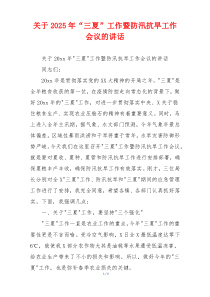关于2025年“三夏”工作暨防汛抗旱工作会议的讲话