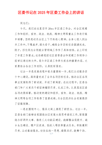 区委书记在2025年区委工作会上的讲话