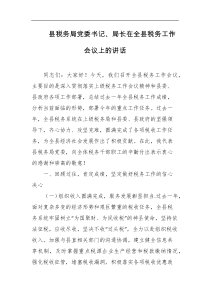 县税务局党委书记局长在全县税务工作会议上的讲话