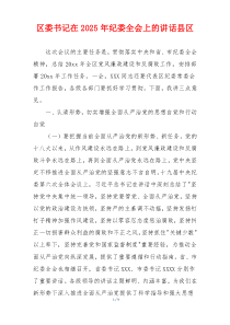 区委书记在2025年纪委全会上的讲话县区