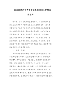 国企团委关于青年干部思想政治工作情况的报告