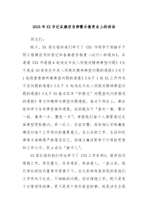 20XX年XX书记在廉洁自律警示教育会上的讲话
