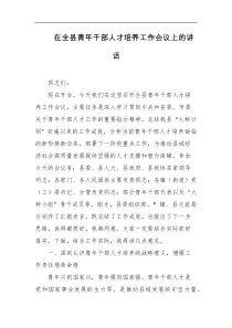 在全县青年干部人才培养工作会议上的讲话