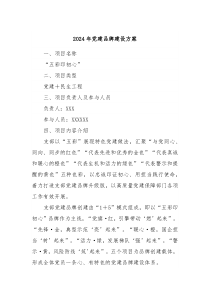 2024年党建品牌建设方案