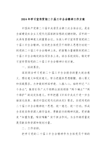 2024年学习宣传贯彻二十届三中全会精神工作方案