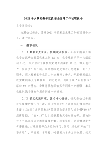 2023年乡镇党委书记抓基层党建工作述职报告