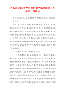 区长在2025年全区推进数字城市建设工作会议上的讲话