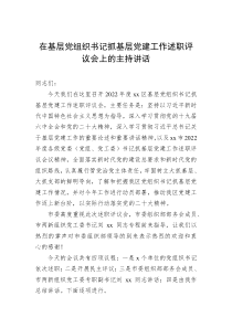 20XX年在基层党组织书记抓基层党建工作述职评议会上的主持讲话