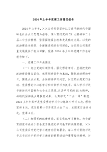 2024年上半年党建工作情况报告
