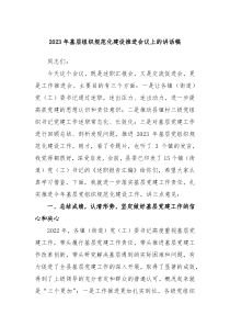 20XX年基层组织规范化建设推进会议上的讲话稿