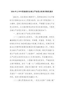 2024年上半年党组落实全面从严治党主体责任情况报告