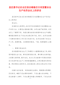 县区委书记在全区信访维稳百日攻坚暨安全生产动员会议上的讲话