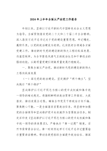 2024年上半年全面从严治党工作报告