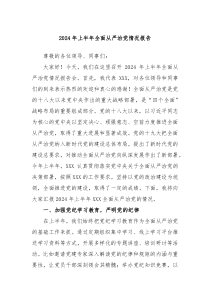 2024年上半年全面从严治党情况报告