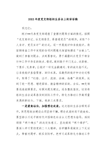 20XX年度党支部组织生活会上的讲话稿