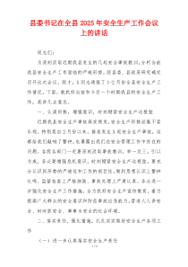 县委书记在全县2025年安全生产工作会议上的讲话
