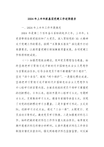 2024年上半年抓基层党建工作述职报告