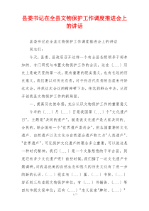 县委书记在全县文物保护工作调度推进会上的讲话