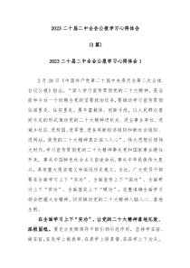 3篇20XX二十届二中全会公报学习心得体会