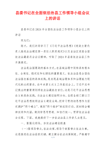 县委书记在全面依法治县工作领导小组会议上的讲话