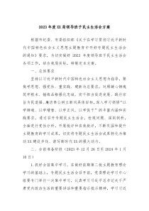 20XX年度XX局领导班子民主生活会方案