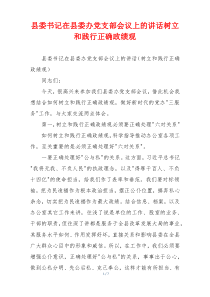 县委书记在县委办党支部会议上的讲话树立和践行正确政绩观