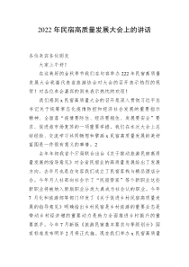 20XX年民宿高质量发展大会上的讲话