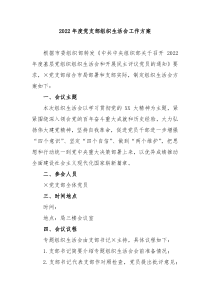 20XX年度党支部组织生活会工作方案