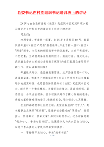 县委书记在村党组织书记培训班上的讲话