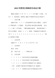 20XX年度党支部组织生活会方案