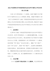 20XX年度高校召开党组织组织生活会和开展民主评议党员的工作方案