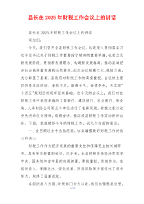 县长在2025年财税工作会议上的讲话