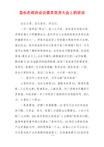 县长在政协会议委员发言大会上的讲话
