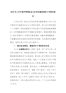 20XX年上半年城市管理执法大队党风廉政建设工作情况报告