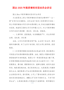 国企2025年提质增效攻坚动员会讲话