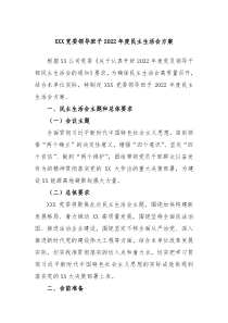 XXX党委领导班子20XX年度民主生活会方案