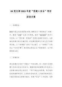 XX党支部20XX年度党建安全项目活动方案