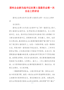 国有企业新当选书记在第X届委员会第一次全会上的讲话