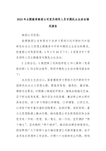 20XX年主题教育集团公司党员领导人员专题民主生活会情况报告