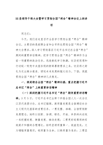 XX县领导干部大会暨学习贯彻全国两会精神会议上的讲话
