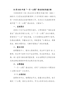 XX局20XX年度一月一主题普法活动实施方案