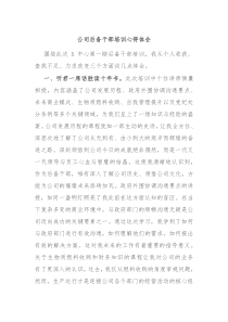公司后备干部培训心得体会