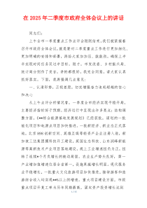 在2025年二季度市政府全体会议上的讲话