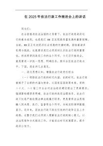 在2025年依法行政工作推进会上的讲话