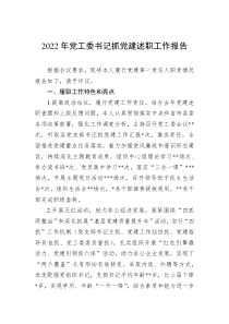20XX年党工委书记抓党建述职工作报告