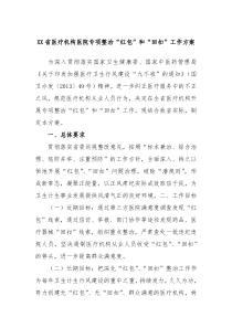 XX省医疗机构医院专项整治红包和回扣工作方案