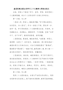 基层党建办副主任学习二十大精神心得体会范文