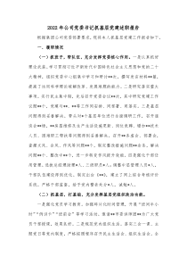 20XX年公司党委书记抓基层党建述职报告