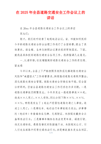 在2025年全县道路交通安全工作会议上的讲话