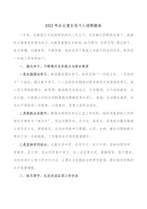 20XX年办公室主任个人述职报告